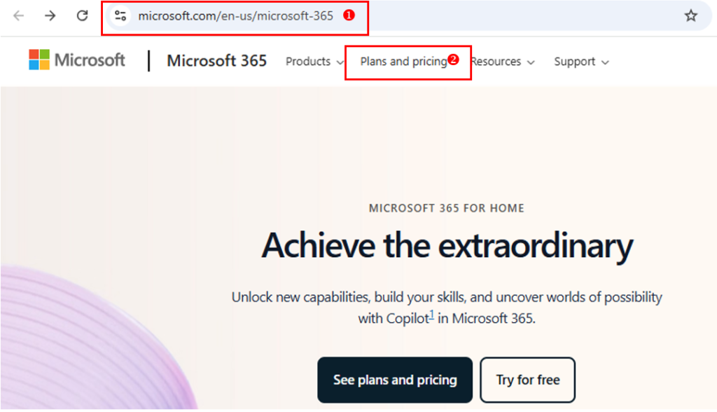 Steps for purchasing a Microsoft 365 subscription 1