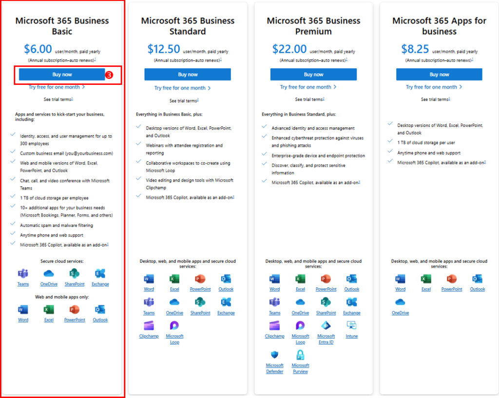 Steps for purchasing a Microsoft 365 subscription 2