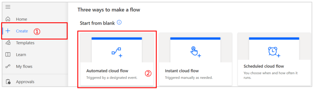 Create automated cloud flow - Step 1